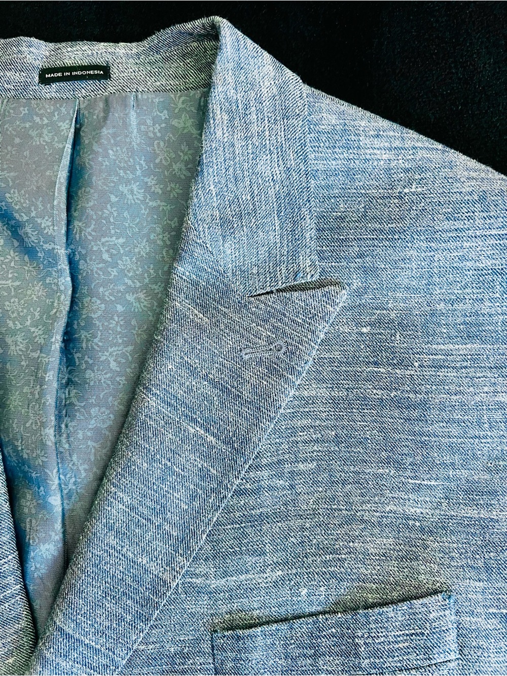 Linen blend Light Blue Men's Blazer - Classic Two-Button Suit Jacket